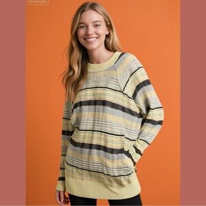 Umgee Pullover Light Weight Long Mesh Sleeve Sweater Size M NWTReg $64
